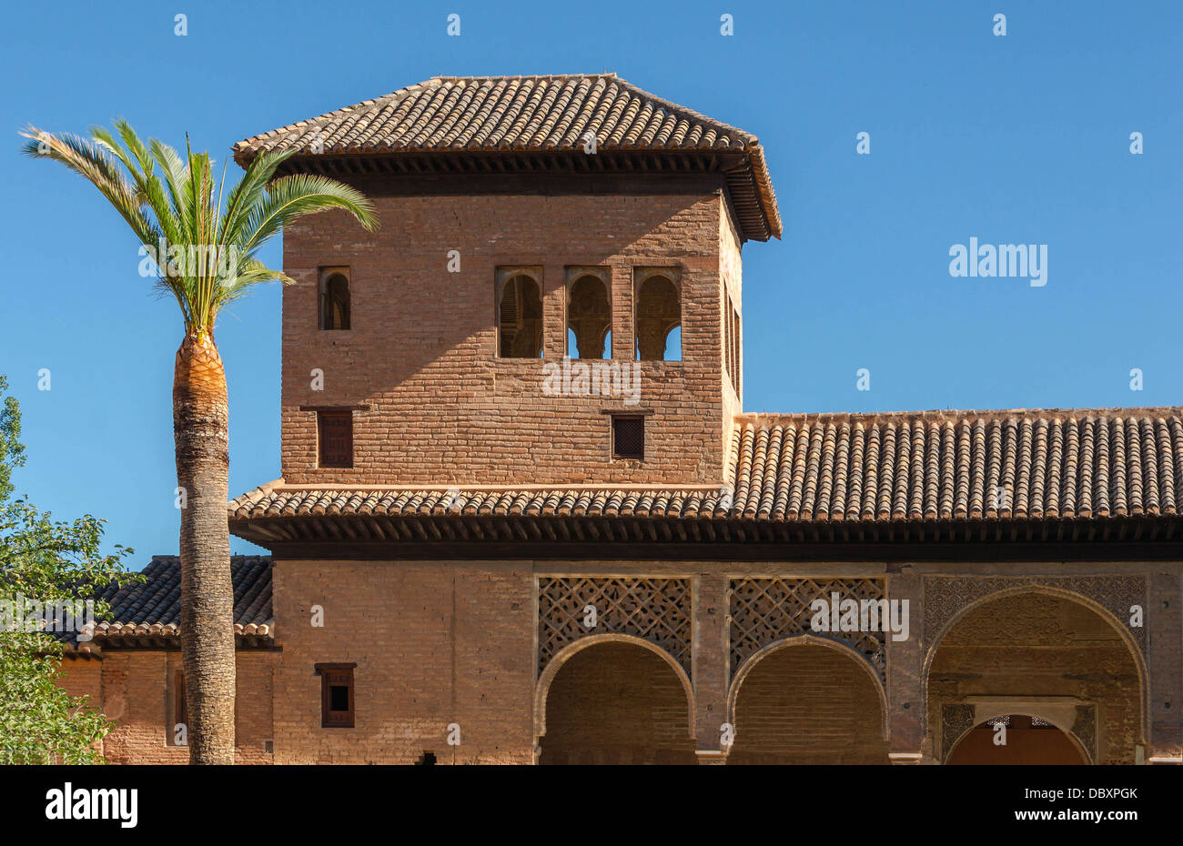 The Tower of the Ladies (Torre de la Damas) of the El Partal pavilion, Alhambra, Granada, Spain. Stock Photo