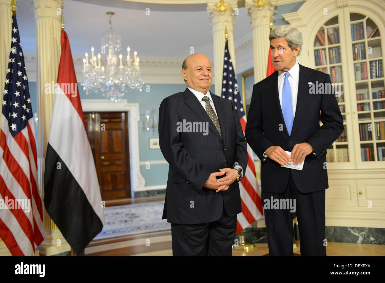 Secretary Kerry and Yemeni President Hadi Address Reporters Stock Photo
