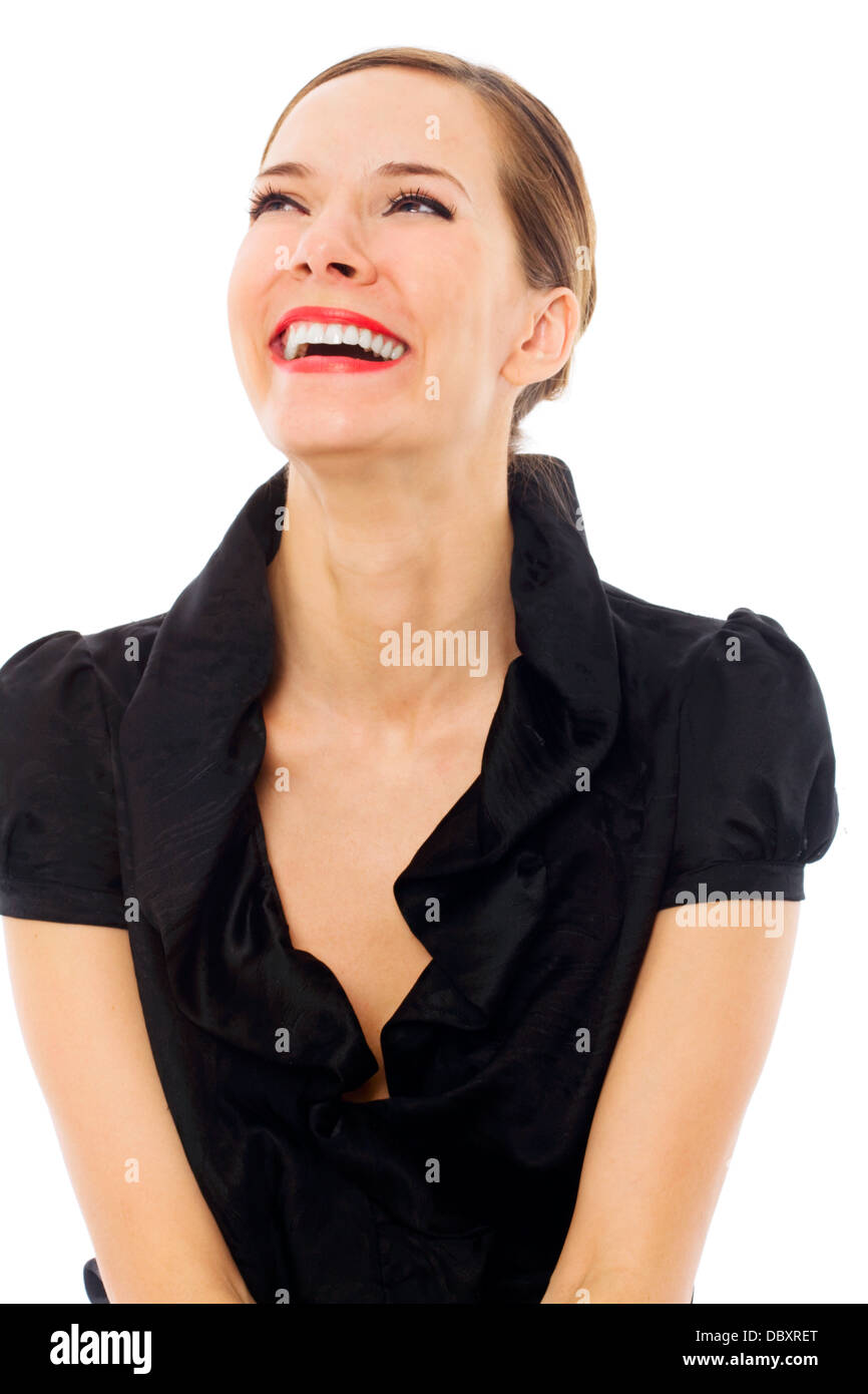 portrait of a young smiling woman on white background studio Stock ...