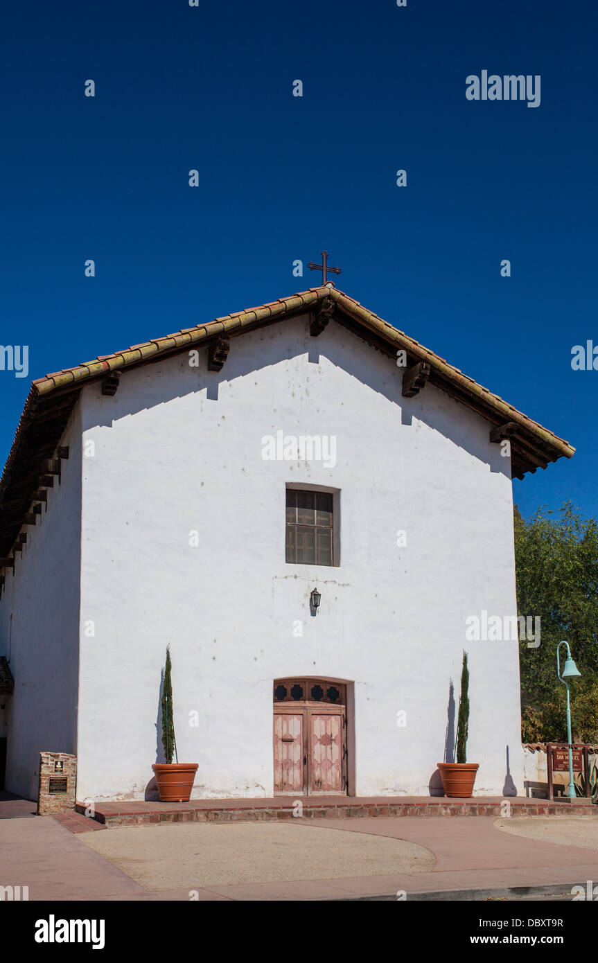 Mission San Miguel de Arcangel in the Central California town of San Miguel in Paso Robles California wine country Stock Photo