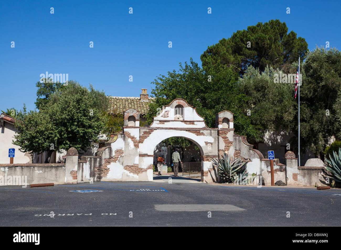 Mission San Miguel de Arcangel in the Central California town of San Miguel in Paso Robles California wine country Stock Photo