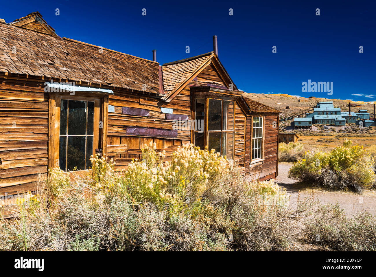 The Murphy House and the Standard Stamp Mill, Bodie State Historic Park, California USA Stock Photo