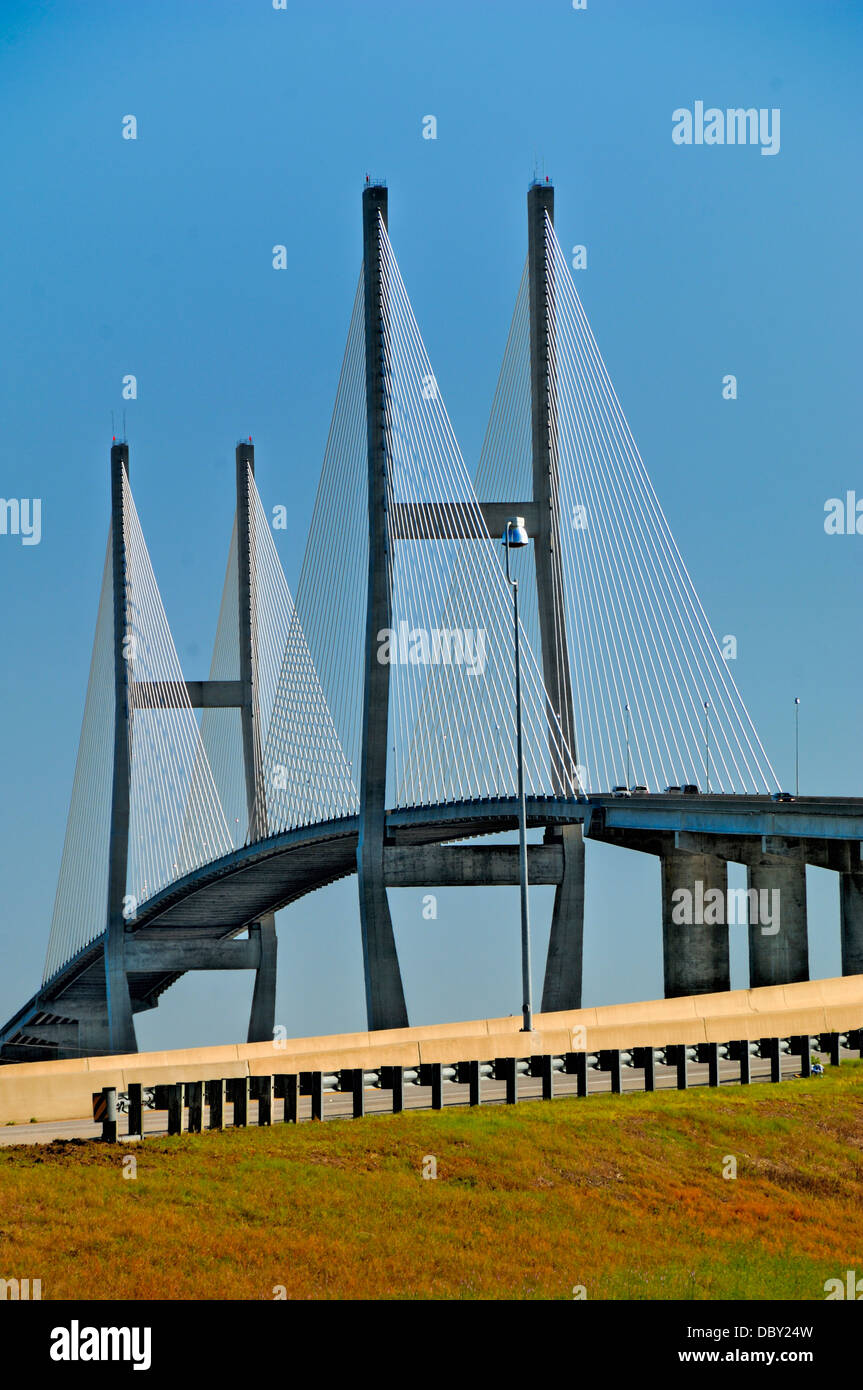 The Sidney Lanier Bridge gives access to Jekyll Island. The Island is known as the jewel in the State of Georgia, USA. Stock Photo