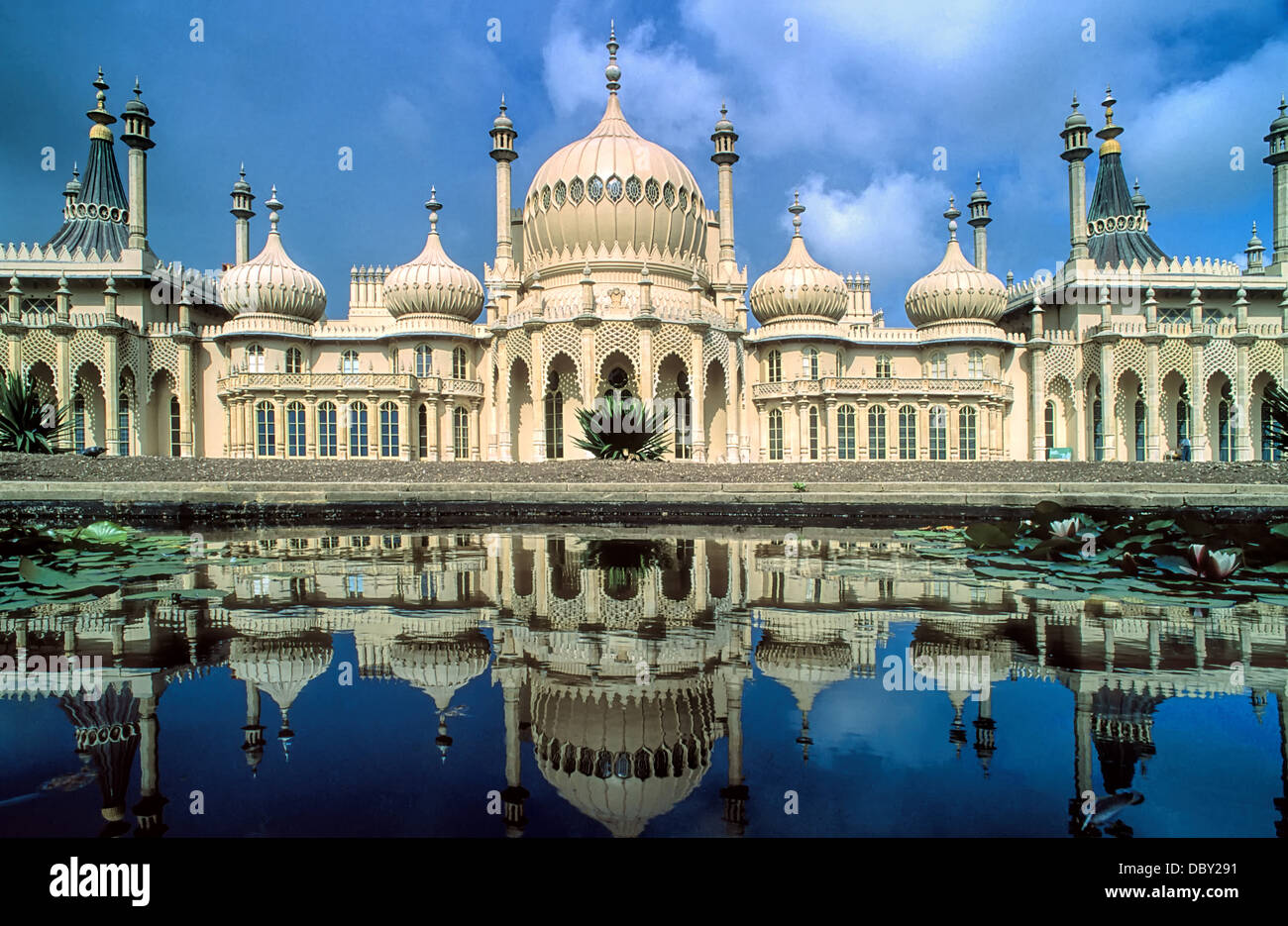 The Royal Pavilion is a former royal residence located in Brighton, England, United Kingdom. It was built by John Nash. Stock Photo
