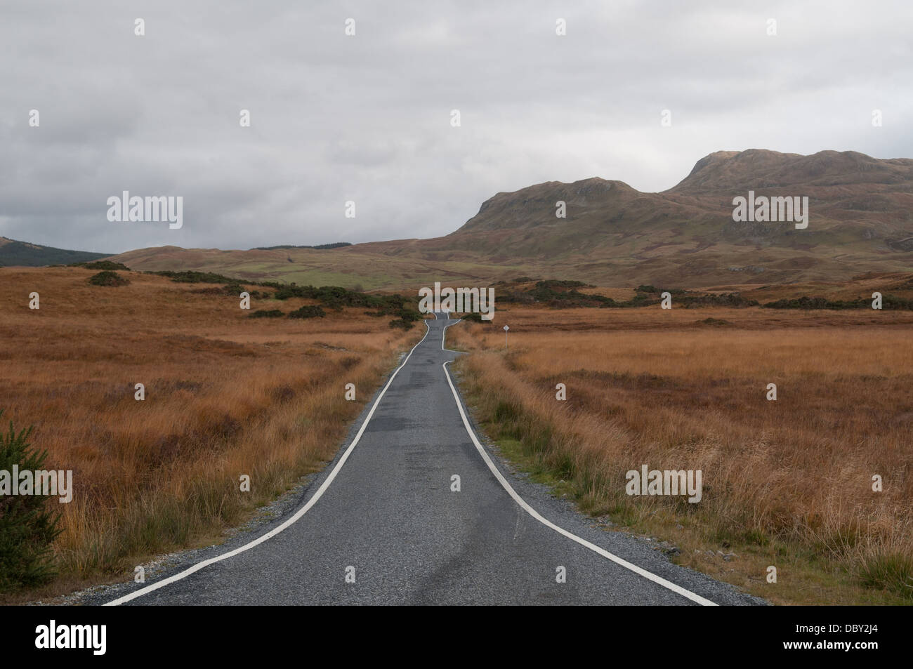 A road near Ardnamurchan, Scottish Highlands, Scotland, United Kingdom. Stock Photo