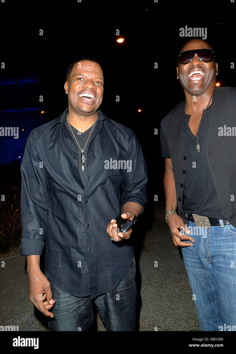 Ricky Bell and Johnny Gill from New Edition arrive at Boa Steakhouse on ...