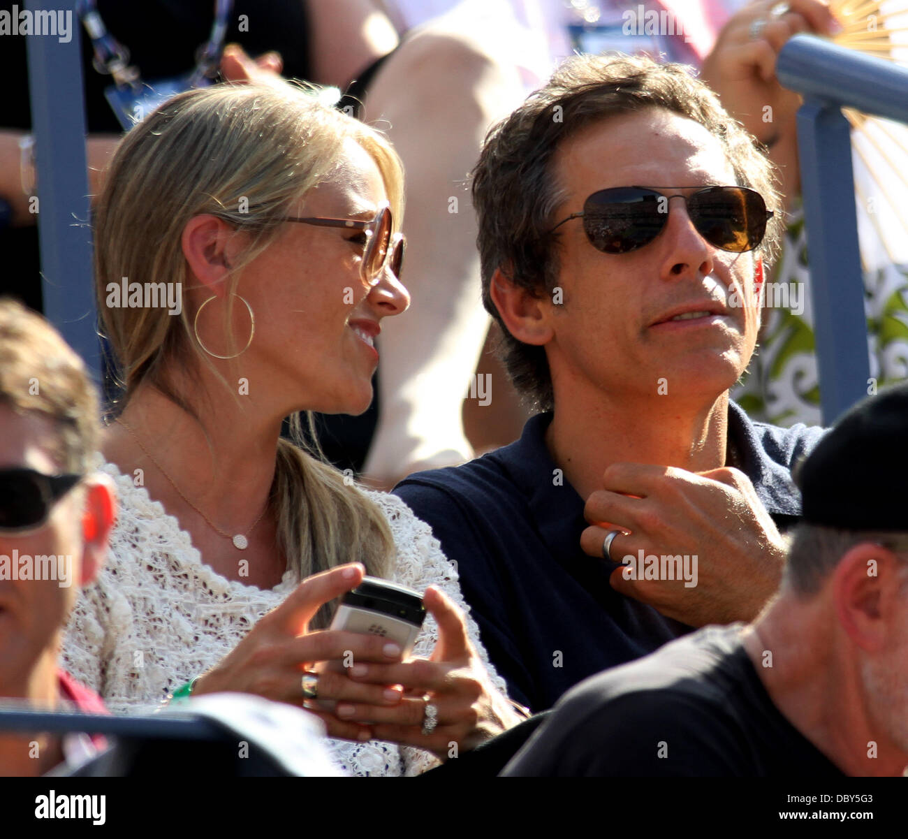 Ben Stiller and wife Christine Taylor The US Open tennis semifinal Stock Photo 58989395 Alamy