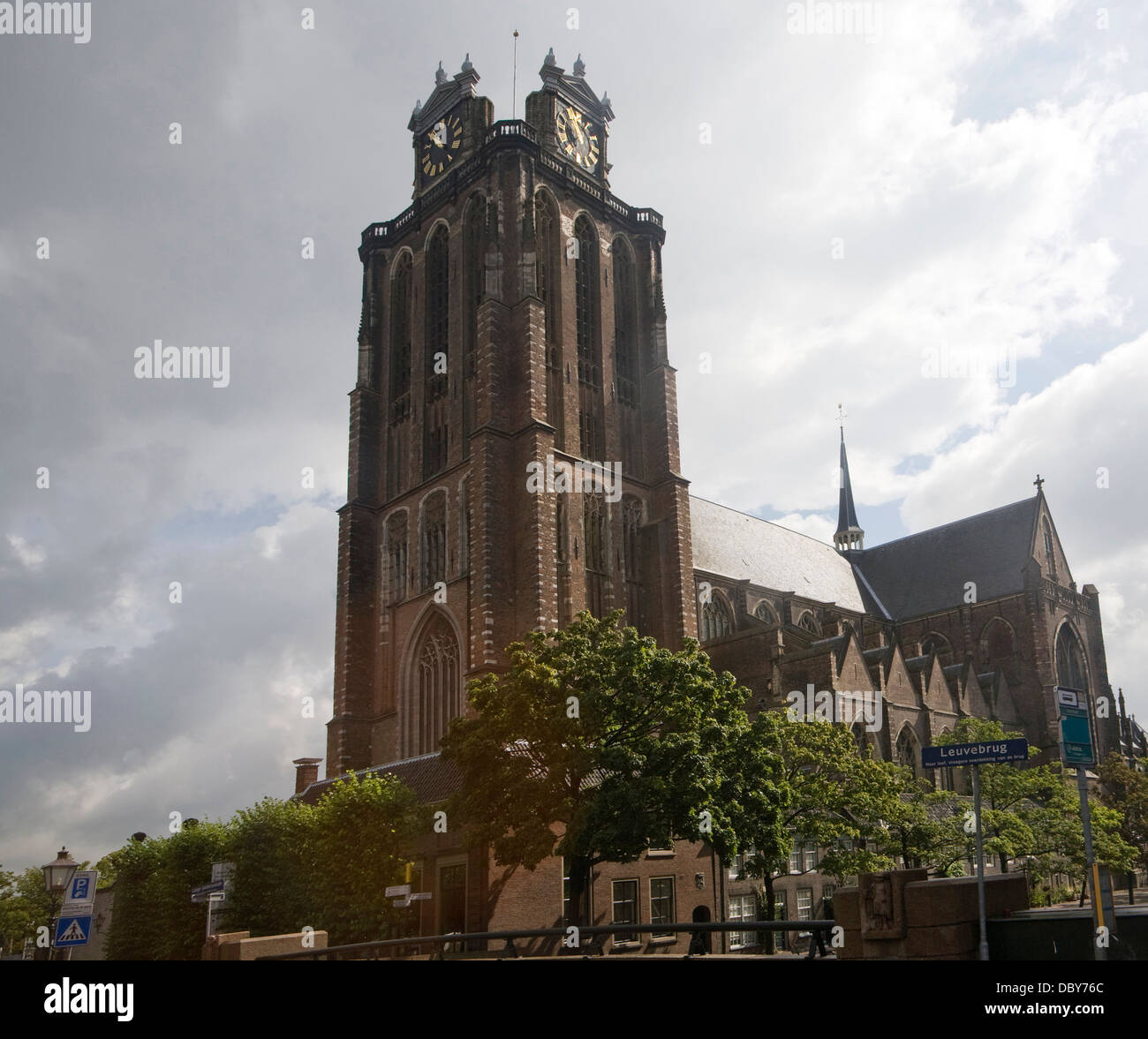 Tower Grote Kerk Dordrecht, Netherlands Stock Photo