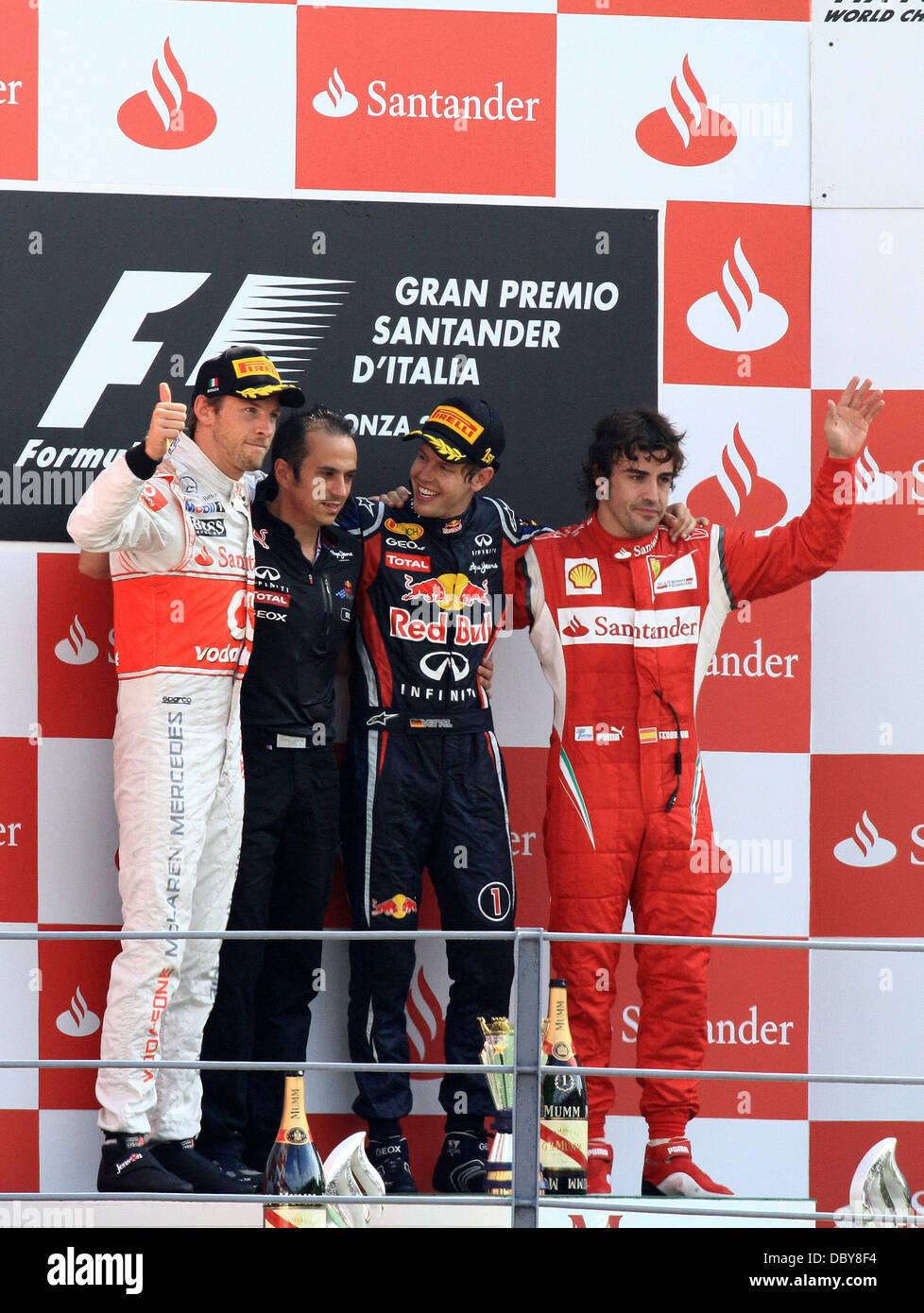 Sebastian Vettel, Jenson Button and Fernando Alonso 2011 Italian Stock Photo - Alamy