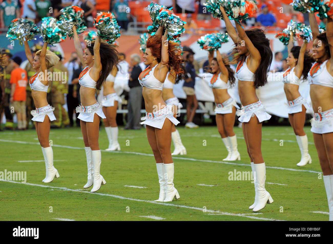 Miami Dolphins cheerleaders perform prior to the game against the