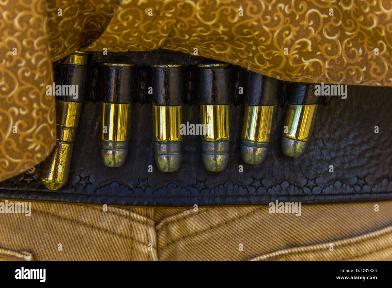 Cowboys belt with bullets Stock Photo