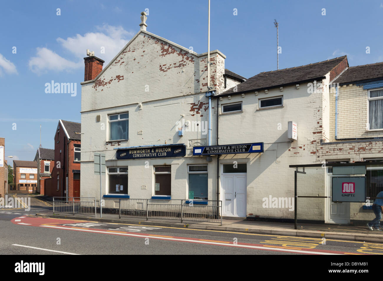 Rumworth and Hulton Conservative Club on St. Helens Road in the Daubhill area of Bolton. Stock Photo