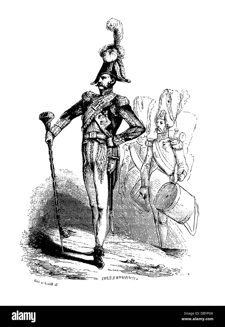 Jean Nicolas SENOT (1761-1837), Drum Major of the Ist Regiment of Foot Grenadiers of the Imperial Guard, engraving from the 'His Stock Photo