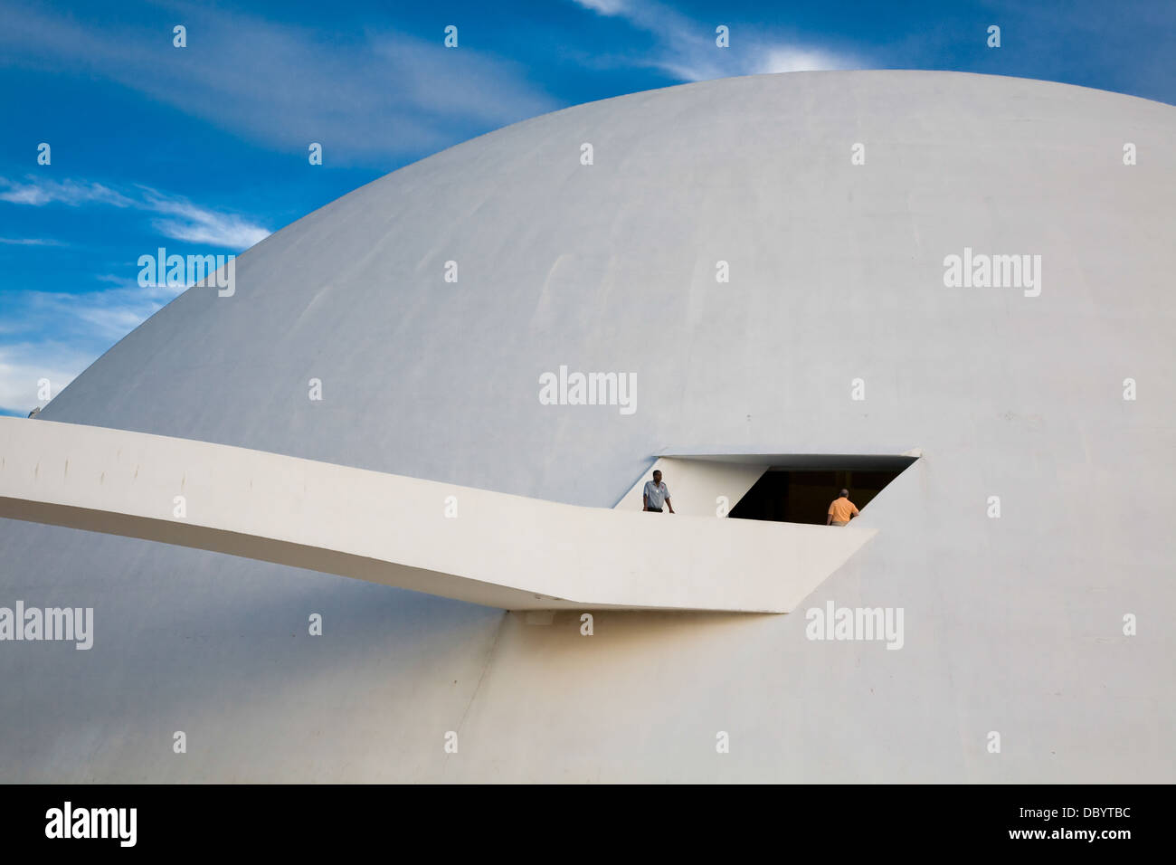 A large ramp connects to the dome of the National Museum of the Republic, designed by Oscar Niemeyer (Brasília, Brazil) Stock Photo
