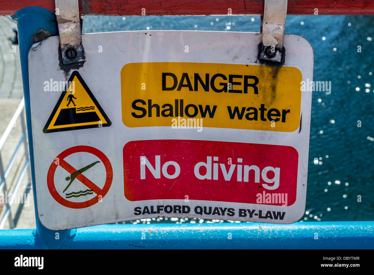 Danger Sign showing no diving shallow water Stock Photo 59004423 Alamy