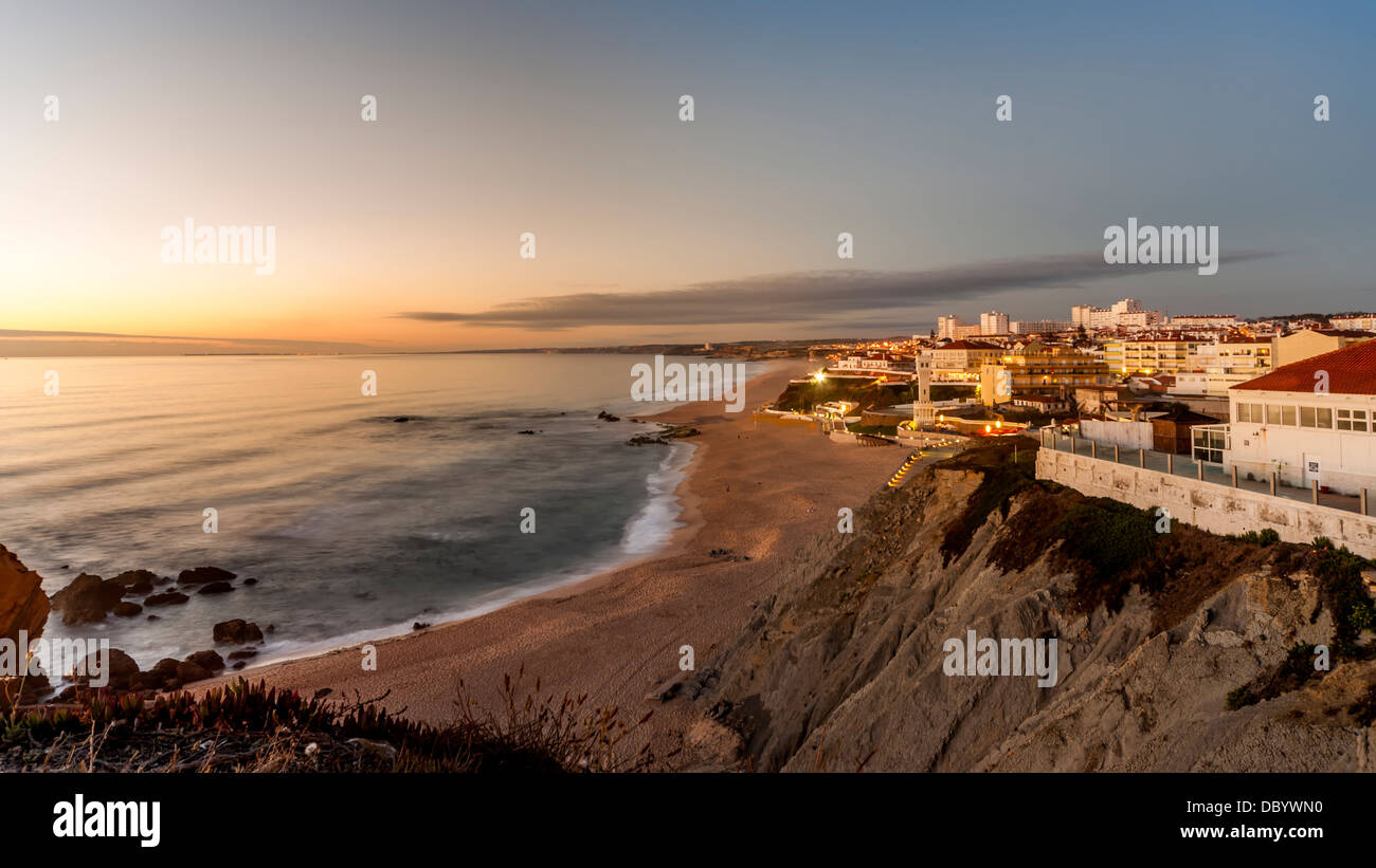 Sun setting over Santa Cruz, Portugal Stock Photo