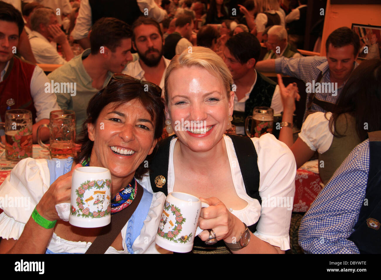 Tina Kraetz (r) and Lydia Schrempp    at Oktoberfest 2011 Munich, Germany - 17.09.11 Stock Photo