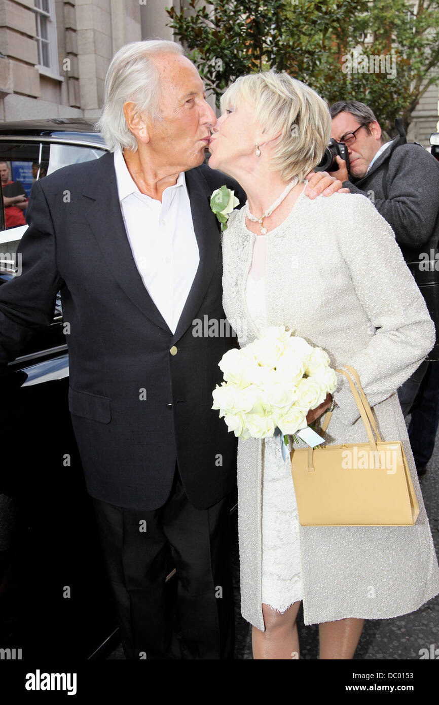 Geraldine LyntonEdwards and Michael Winner at their wedding held at Chelsea town hall London