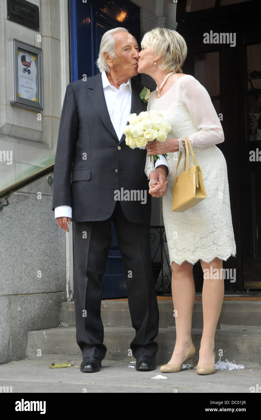 Geraldine LyntonEdwards and Michael Winner at their wedding held at Chelsea town hall London