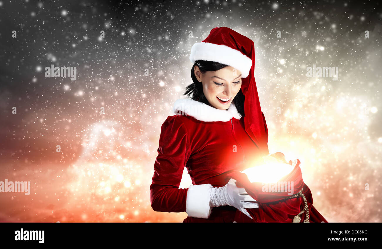 beautiful girl in santa costume Stock Photo - Alamy