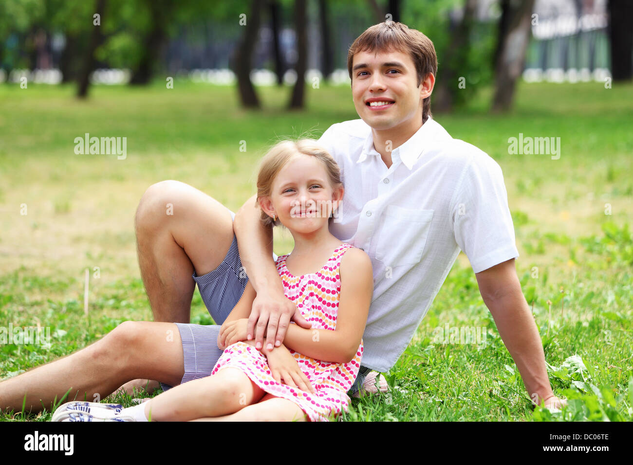 Father and daughter in the park Stock Photo - Alamy