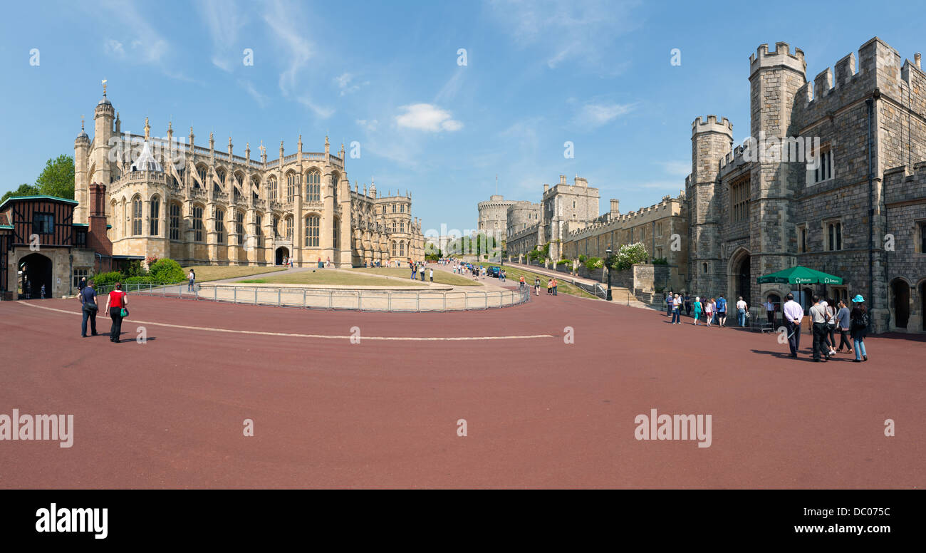 Windsor Castle panorama, from The Lower Ward of Windsor Castle Stock Photo