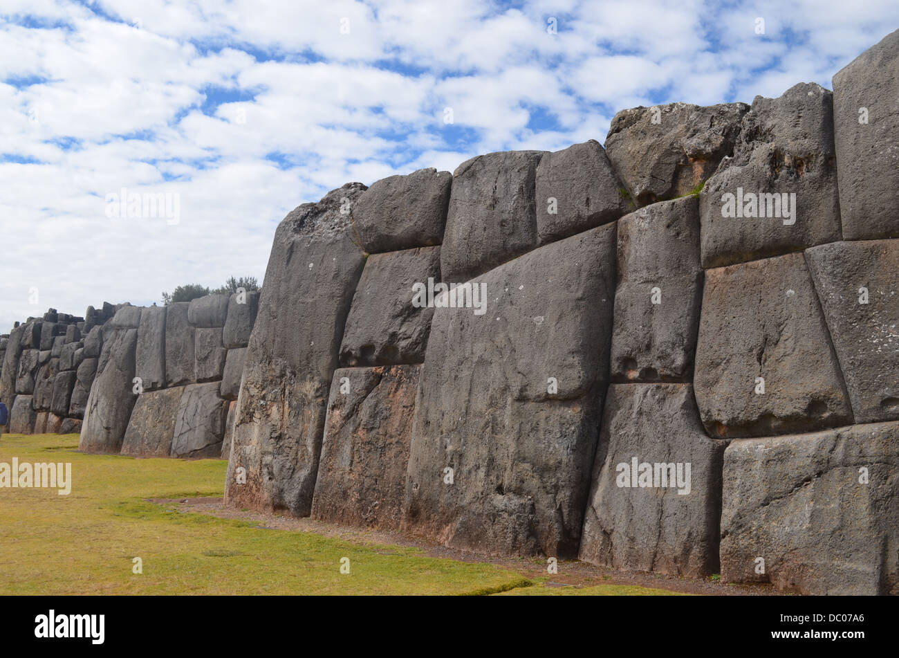 Giant stone walls at Sacsayhuaman, Inca site near Cuzco, Peru Stock