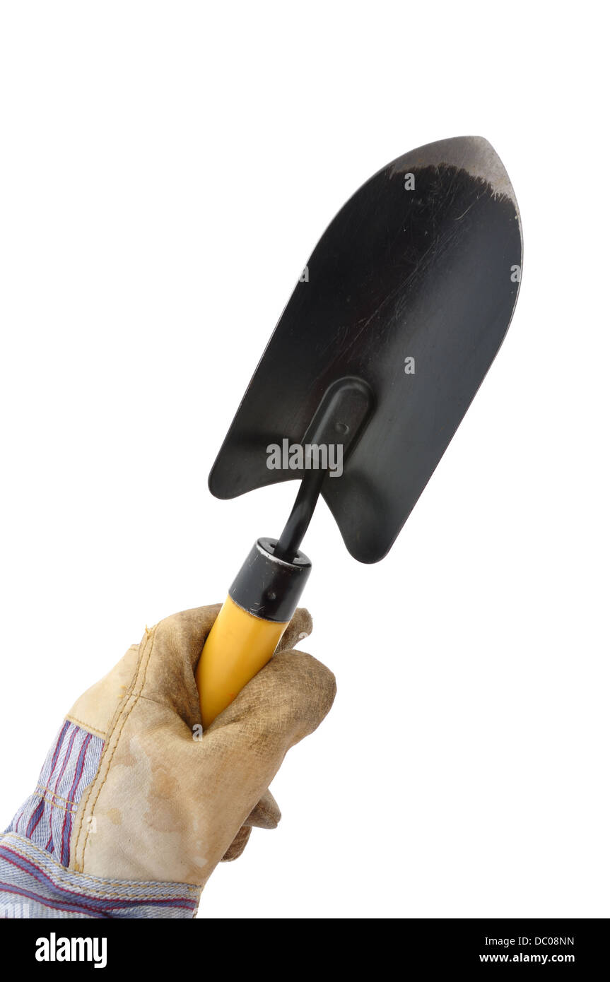 Hand holding a gardening trowel Stock Photo Alamy