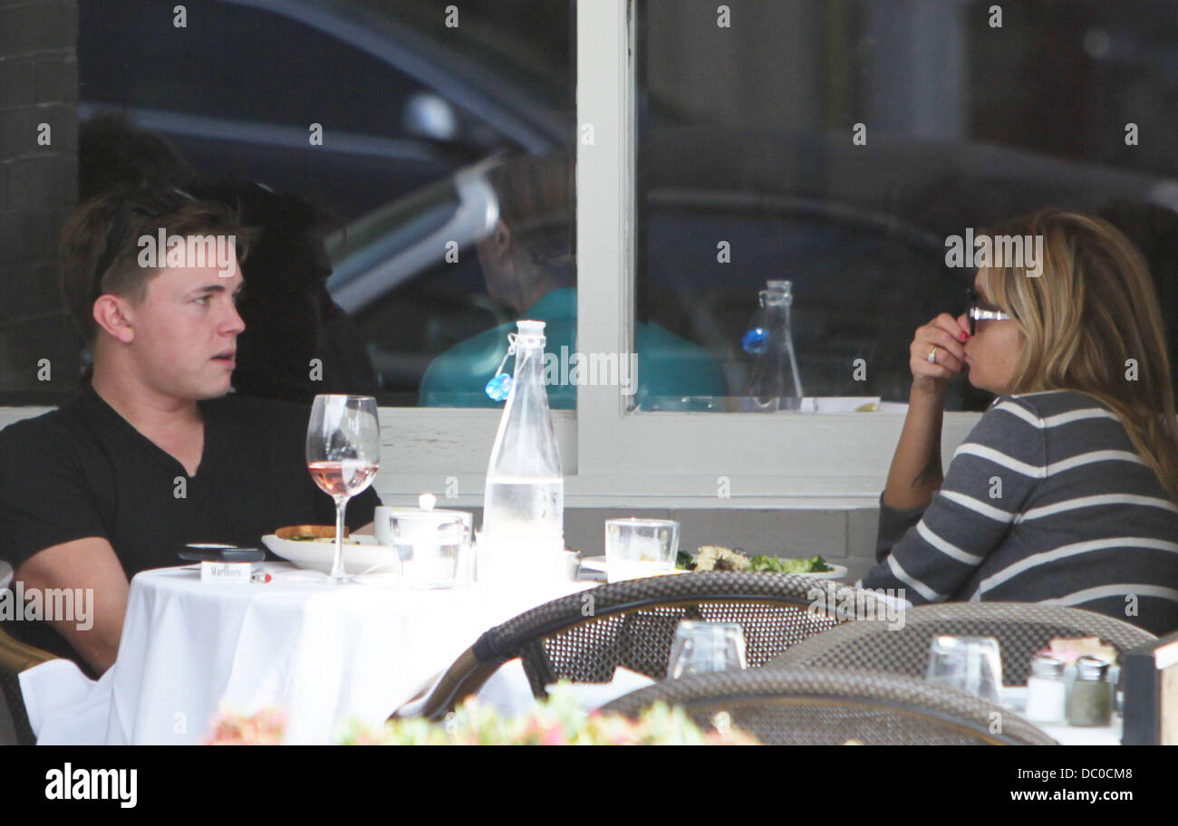 Jesse McCartney seen having lunch with his girlfriend Eden Sassoon at Porta Via in Beverly Hills Los Angeles, California - 26.09.11 Stock Photo