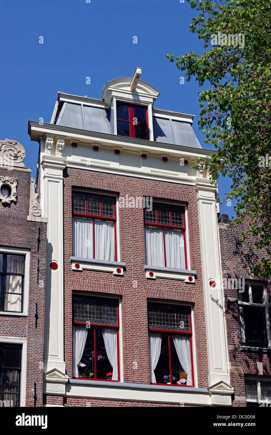 Amsterdam Netherlands Holland Europe exterior facade typical canal houses gable roof large