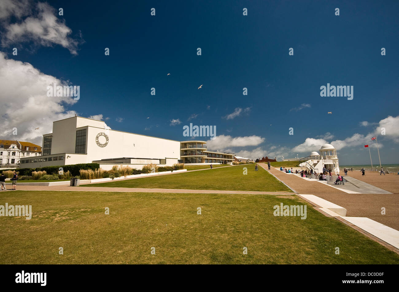 Bexhill seafront and the De La Warr Pavilion, East Sussex, UK Stock Photo