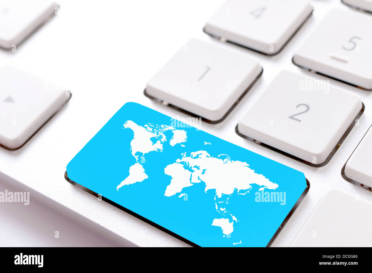 World map button on the keyboard Stock Photo Alamy