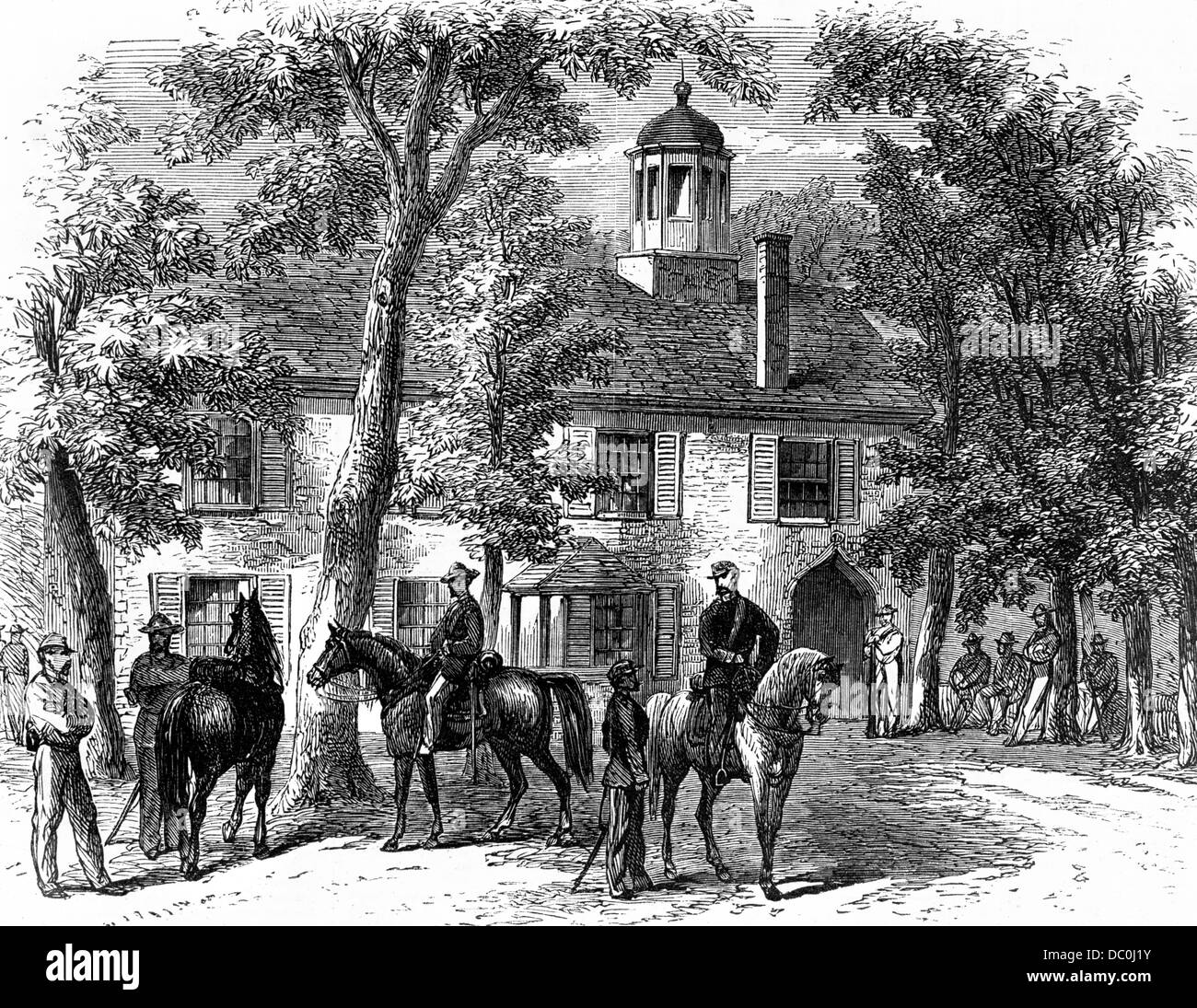 1800s 1860s FAIRFAX COURTHOUSE VIRGINIA HEADQUARTERS OF GENERAL BEAUREGARD IN 1861 Stock Photo