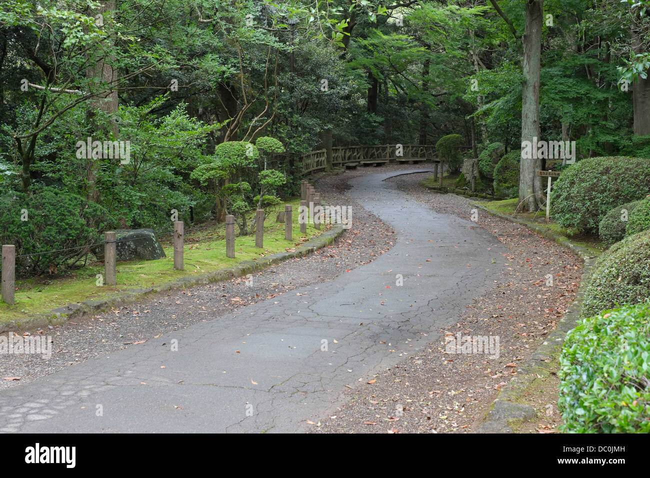 Winding road in a Japanese temple. Stock Photo