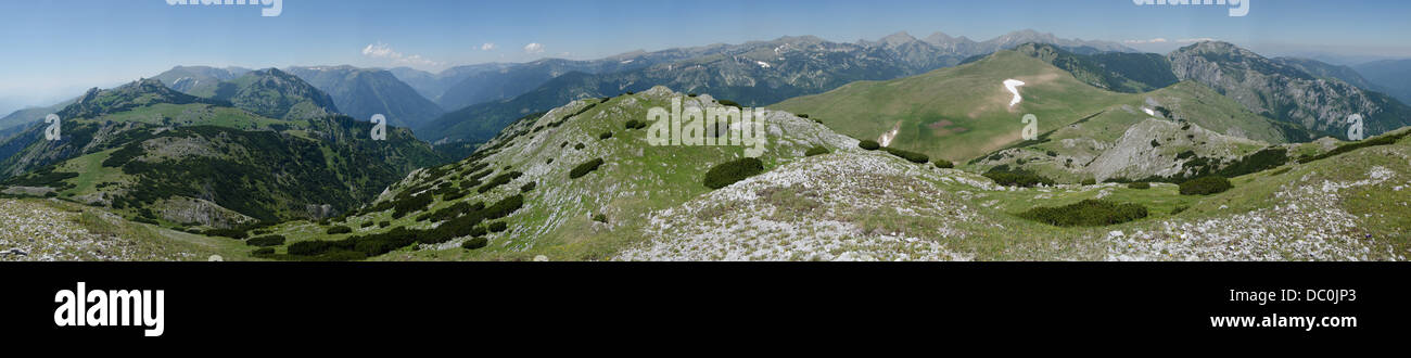 Landscape of Retezat mountains (national park), seen from far away Stock Photo