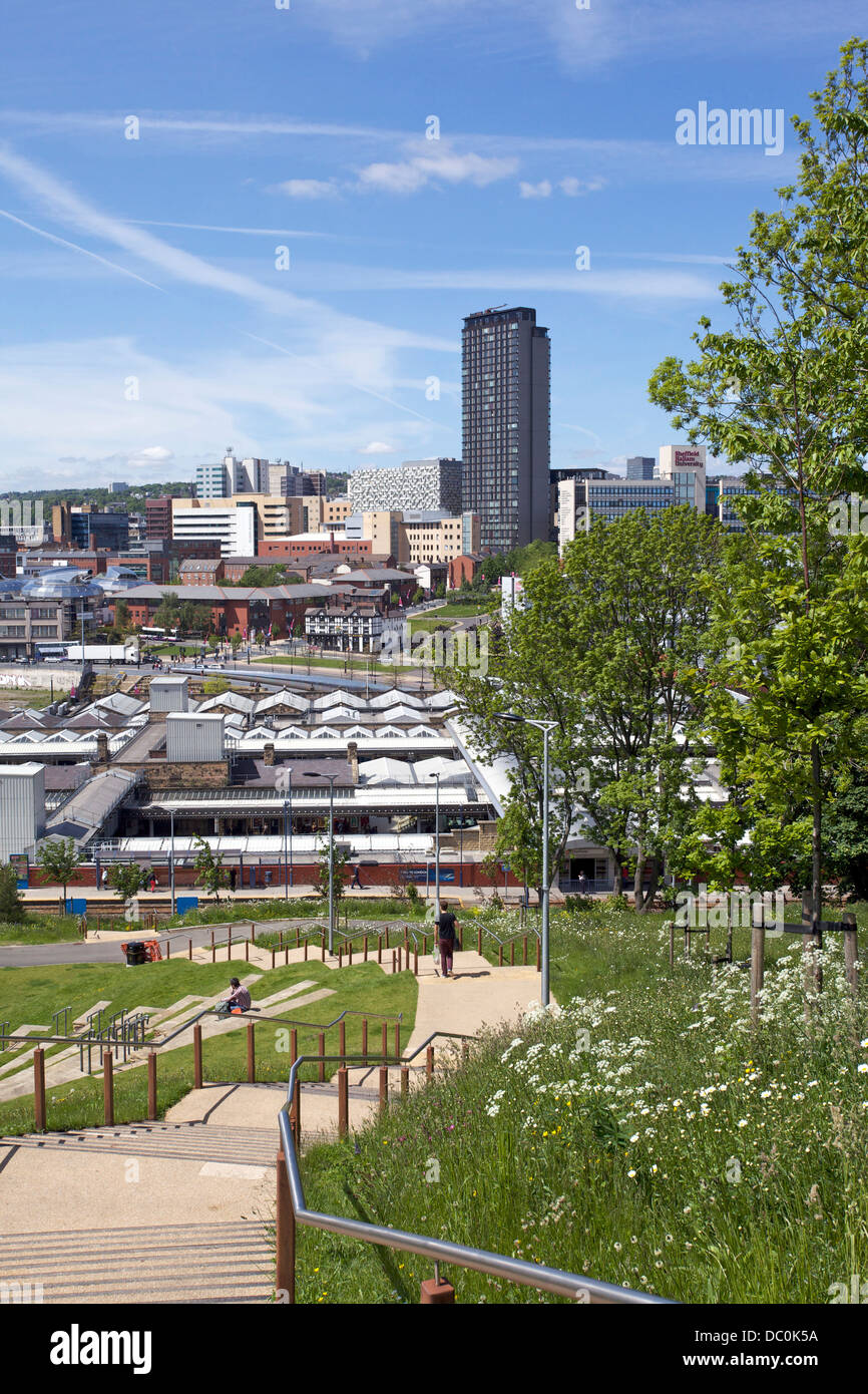 Sheffield City Center Panorama Stock Photo Alamy