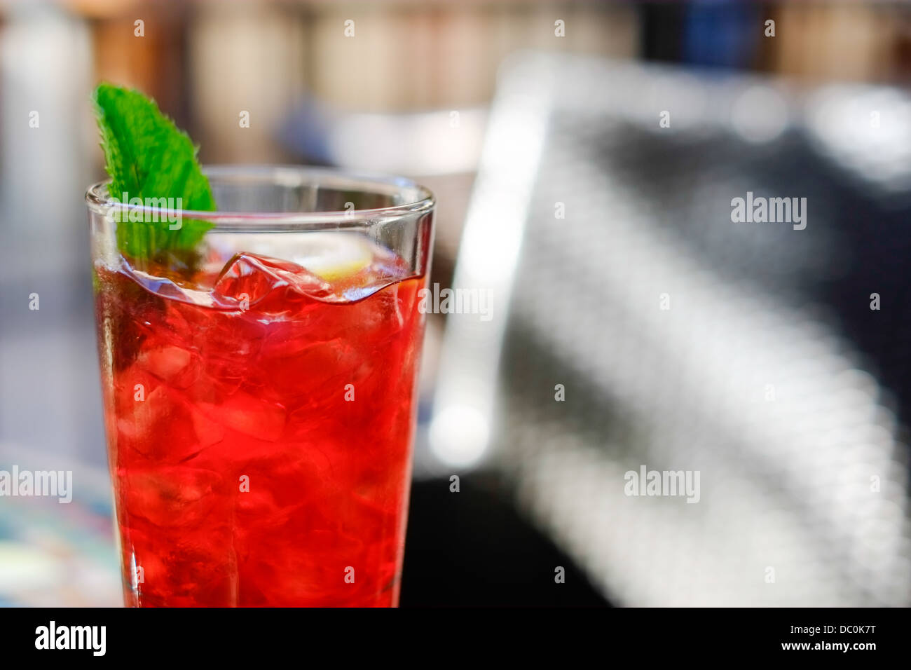 Cold summer beverage. Iced tea. Stock Photo