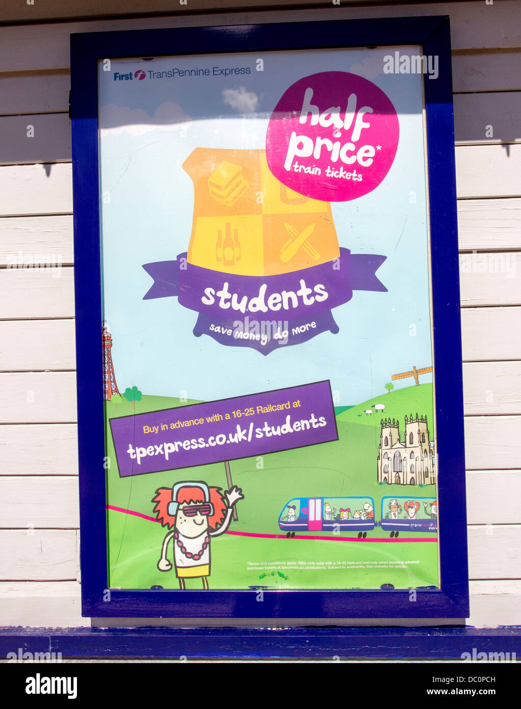 Windermere railway station half price student rail tickets advert poster Stock Photo