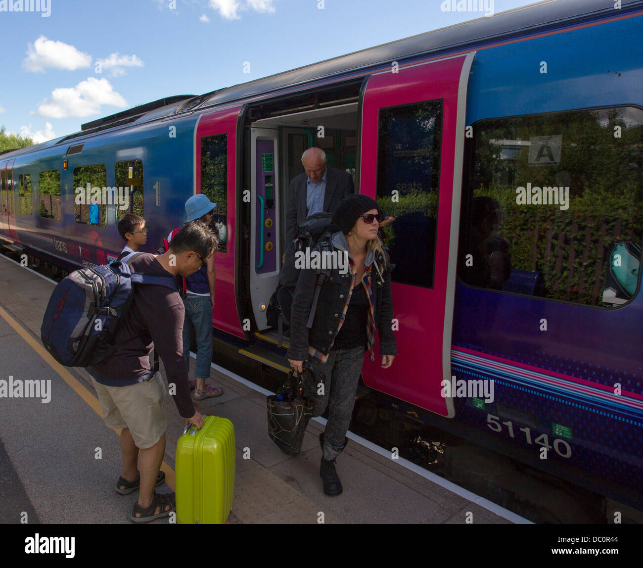 Windermere railway station passengers arriving & embarking Stock Photo