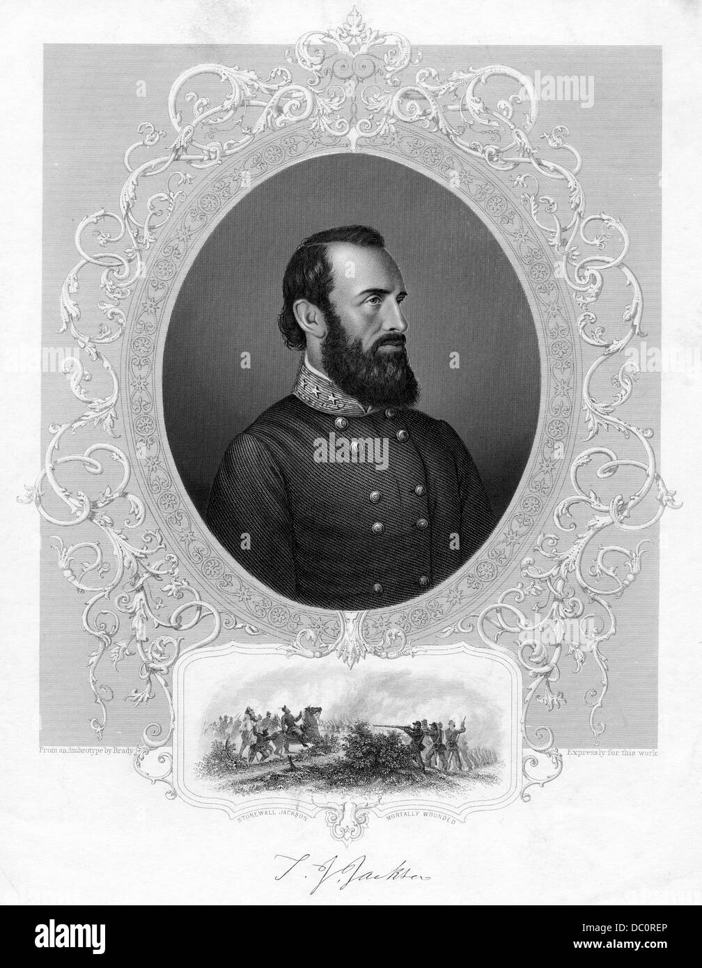 1800s 1860s THOMAS STONEWALL JACKSON CONFEDERATE GENERAL DURING AMERICAN CIVIL WAR WOUNDED AND DIED AT CHANCELLORSVILLE MAY 1863 Stock Photo