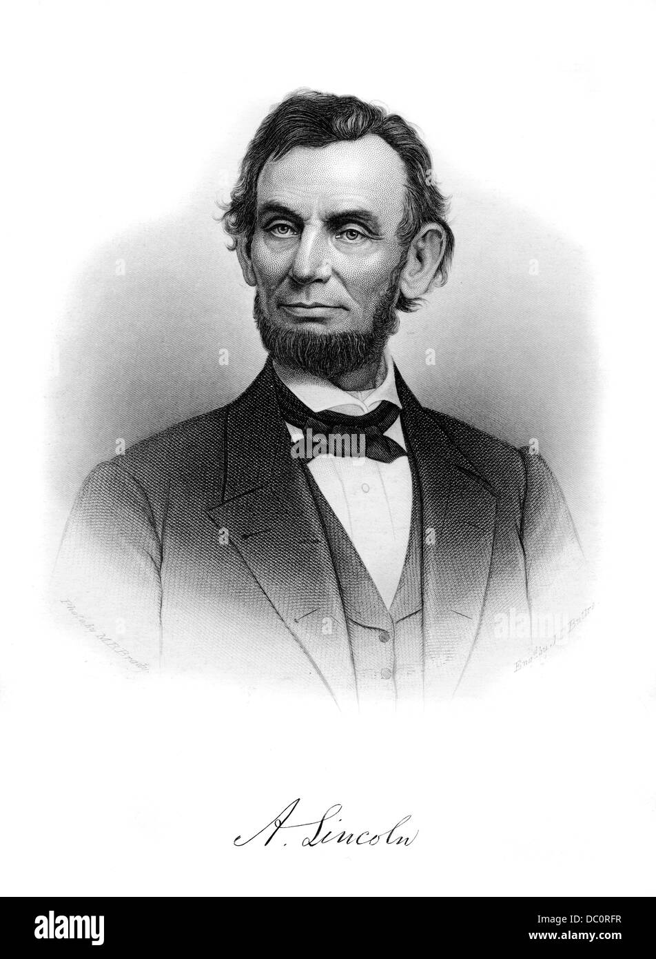 1800s 1860s 1862 PORTRAIT ABRAHAM LINCOLN 16TH  PRESIDENT OF THE UNITED STATES OF AMERICA Stock Photo