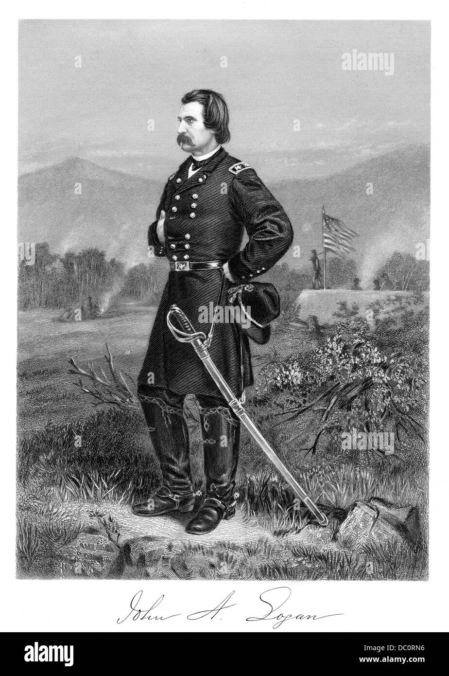 1860s UNION GENERAL JOHN A LOGAN IN UNION ARMY & LATER GRAND ARMY OF THE REPUBLIC FOUNDED MAY 30 AS MEMORIAL DAY IN 1868 Stock Photo