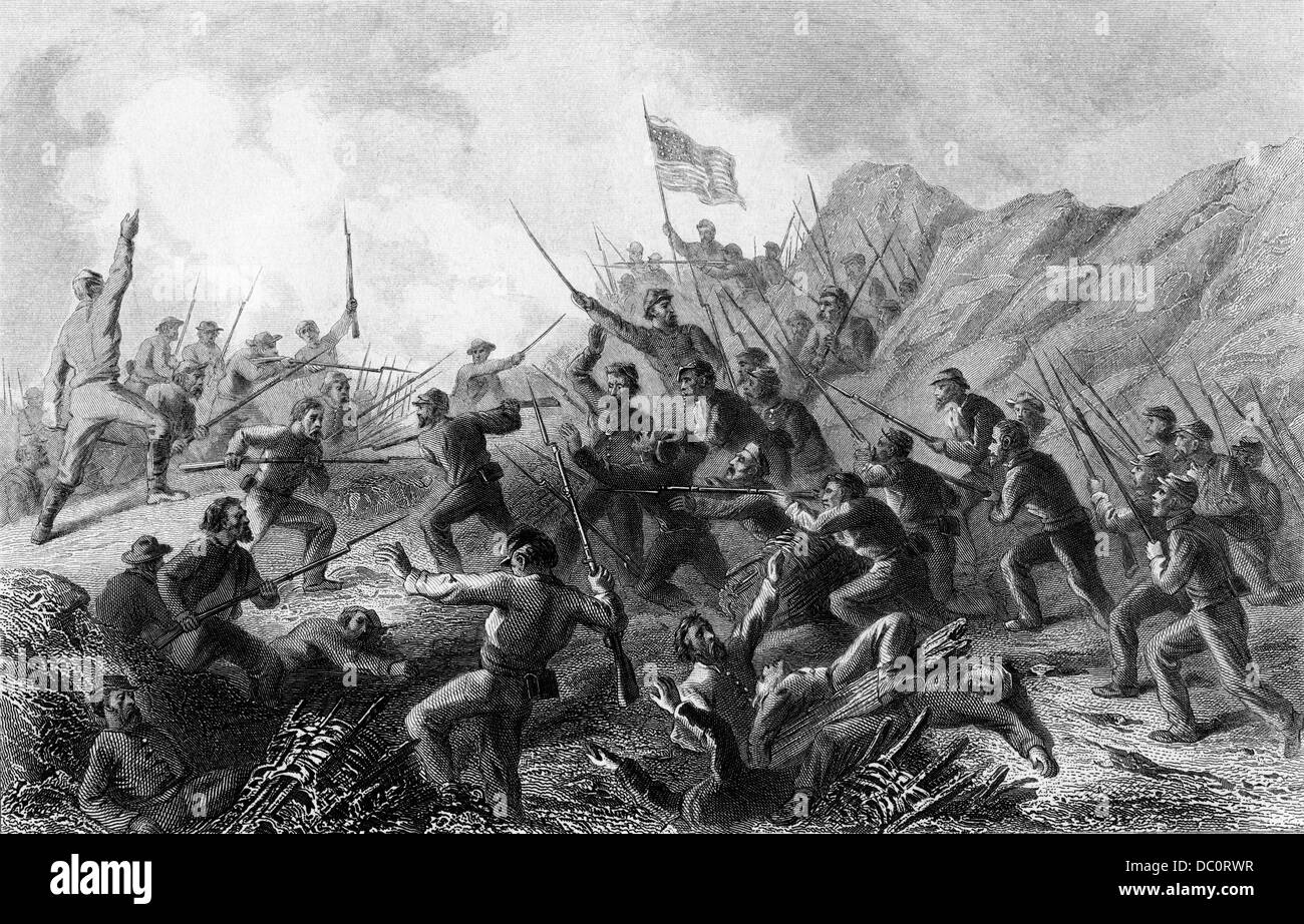 1800s 1860s AMERICAN CIVIL WAR JUNE 1863 FIGHT IN THE CRATER DURING THE SIEGE OF VICKSBURG MISSISSIPPI USA Stock Photo