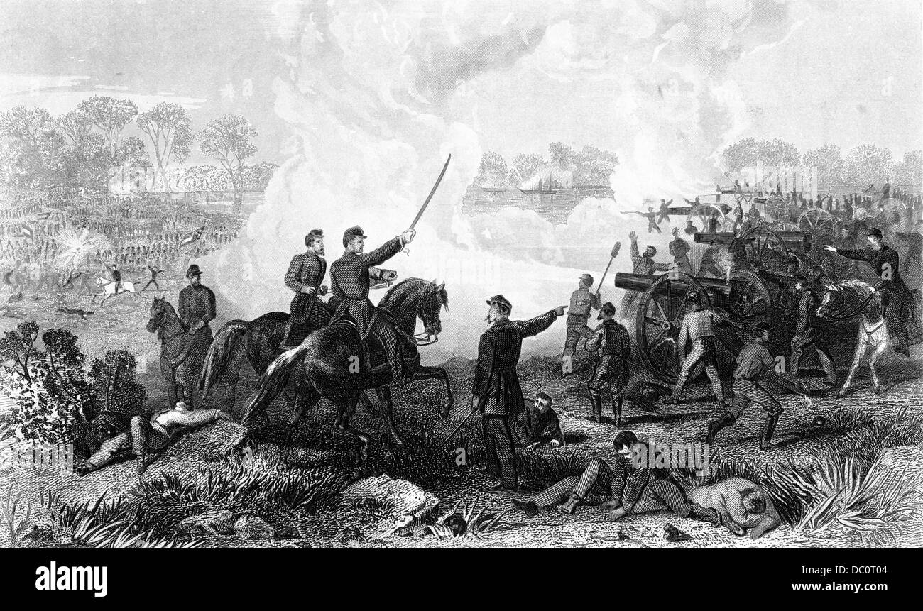 JULY 1, 1862 BATTLE MALVERN HILL SEVEN DAYS BATTLES THE PENINSULAR CAMPAIGN ROBERT E LEE COMMANDED CONFEDERATES MCCLELLAN UNION Stock Photo