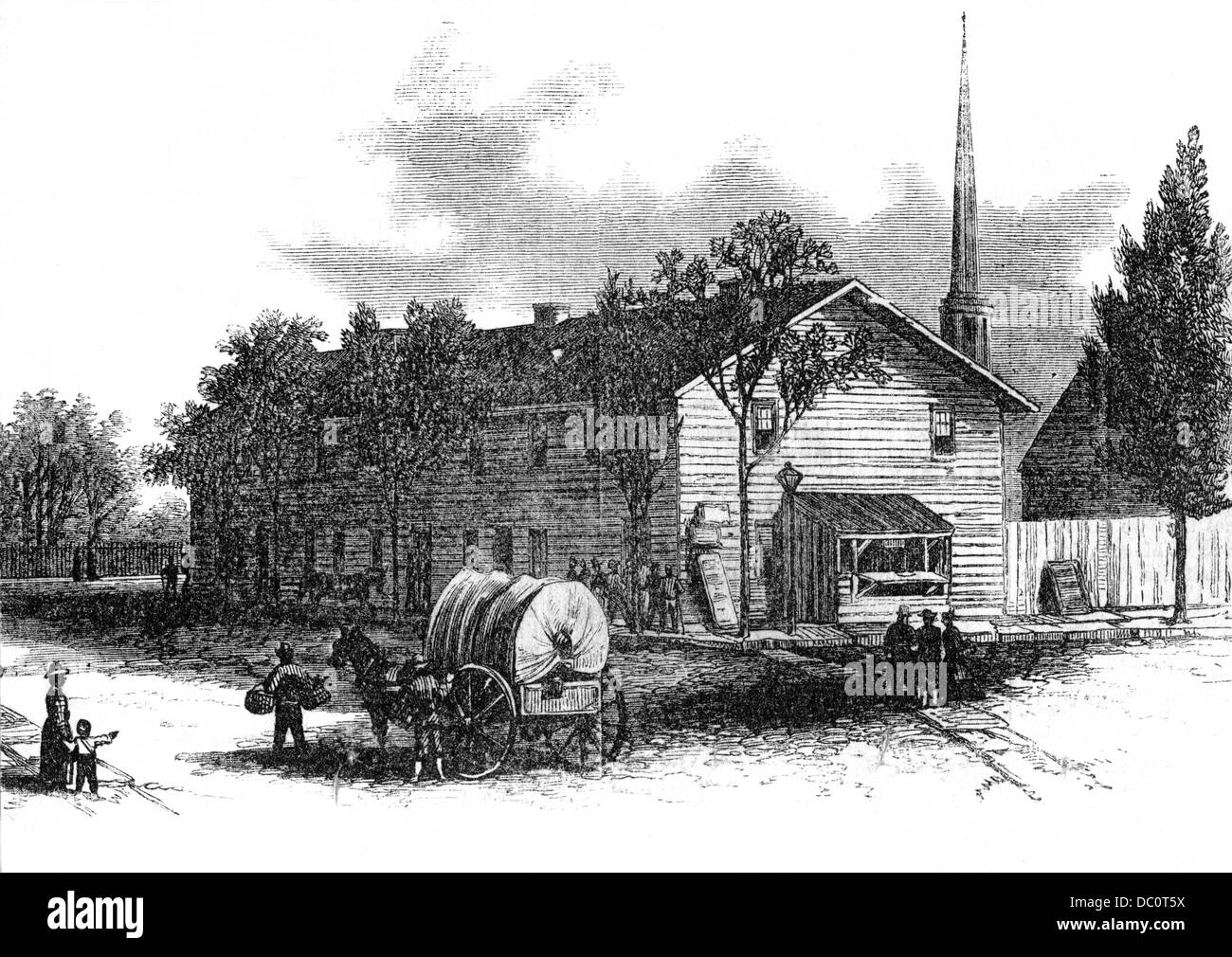 1800s 1860s 1866 POST CIVIL WAR EXTERIOR OF THE FREEDMEN'S BUREAU BUILDING IN RICHMOND VIRGINIA Stock Photo