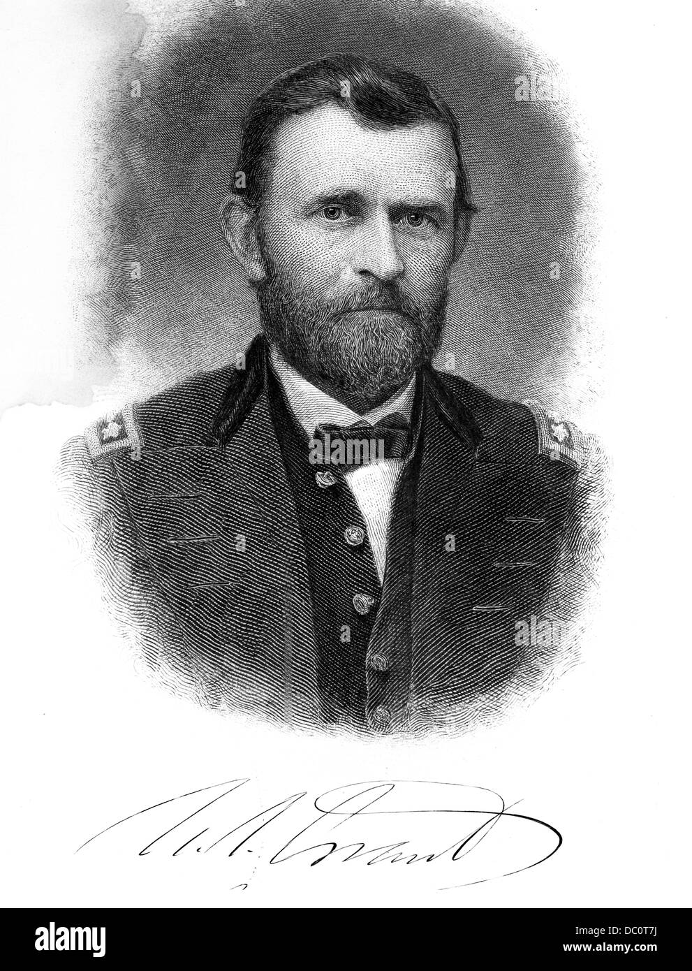 1800s 1860s PORTRAIT ULYSSES S GRANT AS LIEUTENANT GENERAL MARCH 1864 DURING THE AMERICAN CIVIL WAR SIGNATURE ON BOTTOM Stock Photo