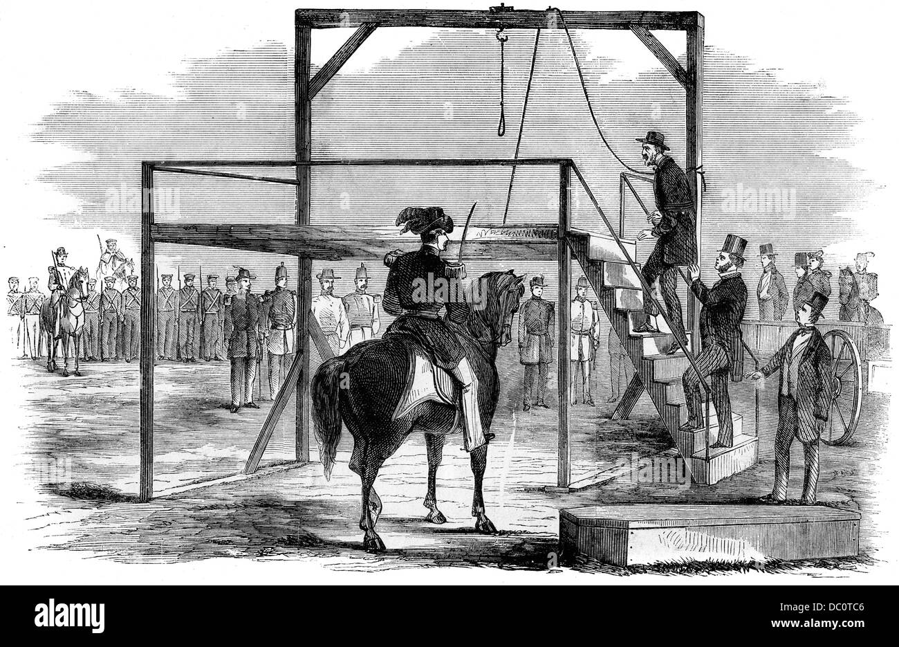 1800s 1850s DECEMBER 1859 JOHN BROWN ASCENDING THE SCAFFOLD TO BE HANGED FROM HARPER'S WEEKLY Stock Photo