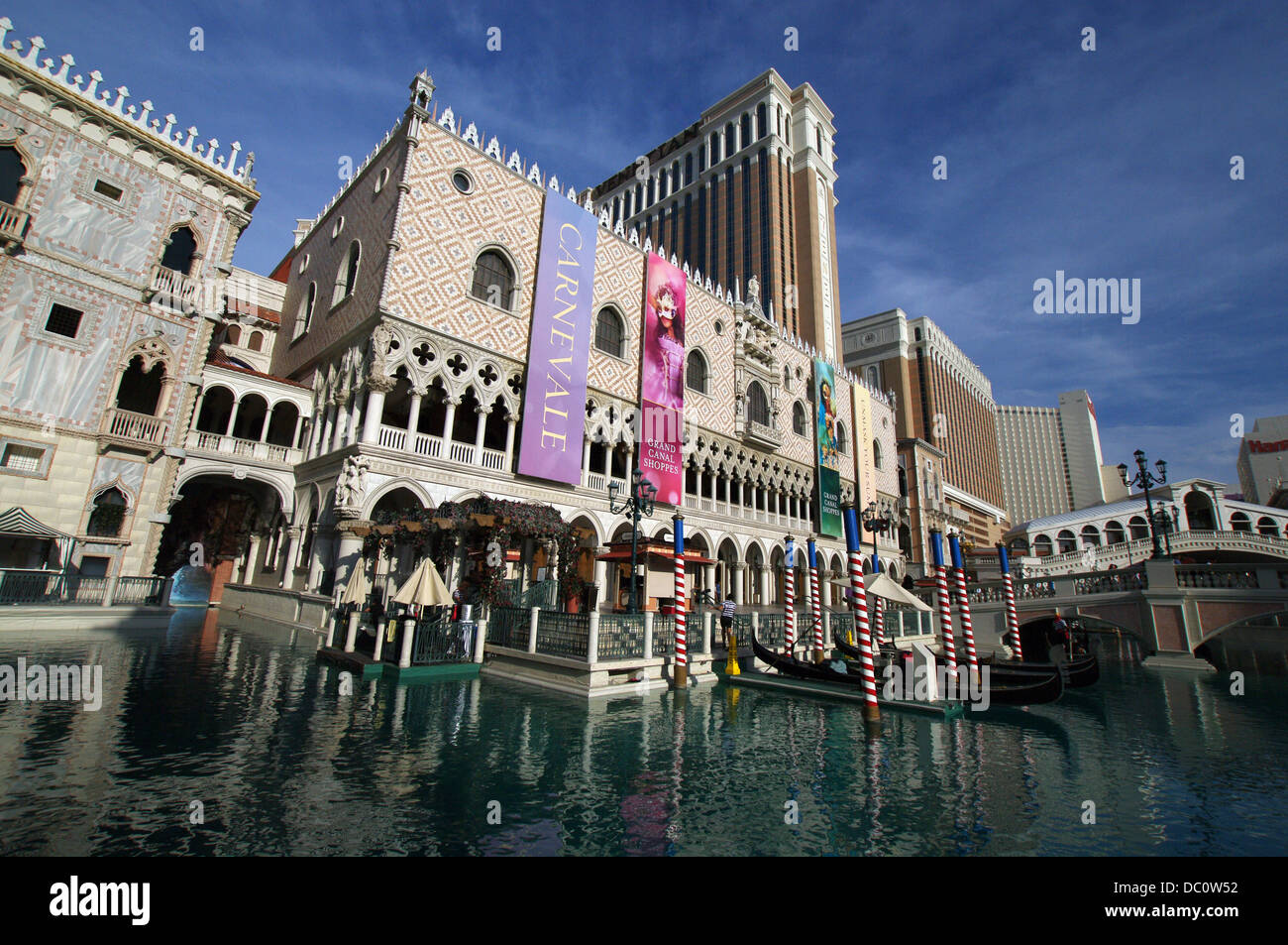 Replica of Doge's Palace & Rialto Bridge in Venice at The Venetian Resort Hotel Casino in Las Vegas, USA Stock Photo
