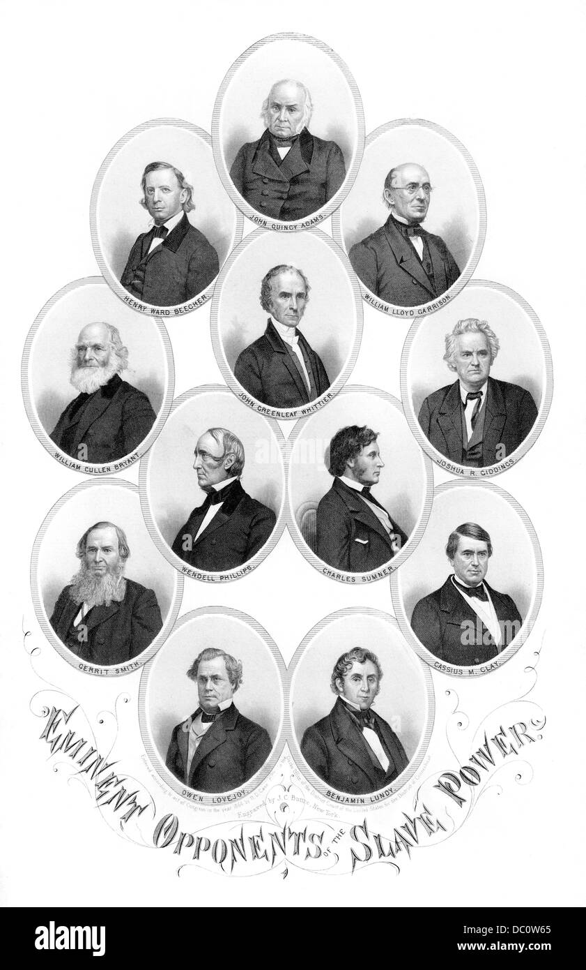 1800s 1860s 1864 PORTRAITS OF 12 MEN EMINENT OPPONENTS OF THE SLAVE POWER ABOLITIONISTS Stock Photo