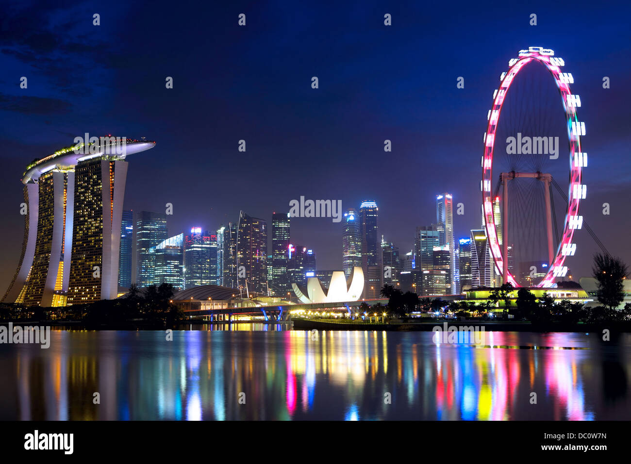 Singapore cityscape at night Stock Photo - Alamy
